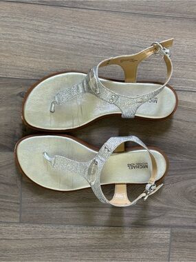 MICHAEL Michael Kors Silver T-Strap Sandals